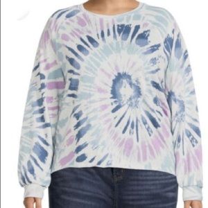 Terra & Sky Blue and Purple Tie Dye Long Sleeve Lightweight Sweatshirt